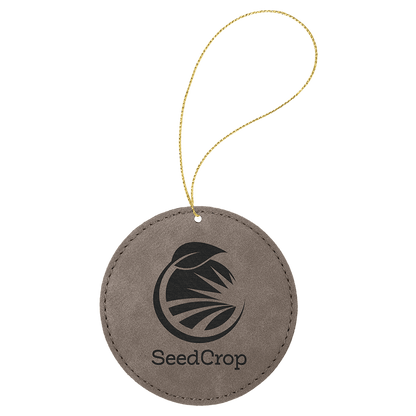Leatherette Round Ornament with String 3.75"