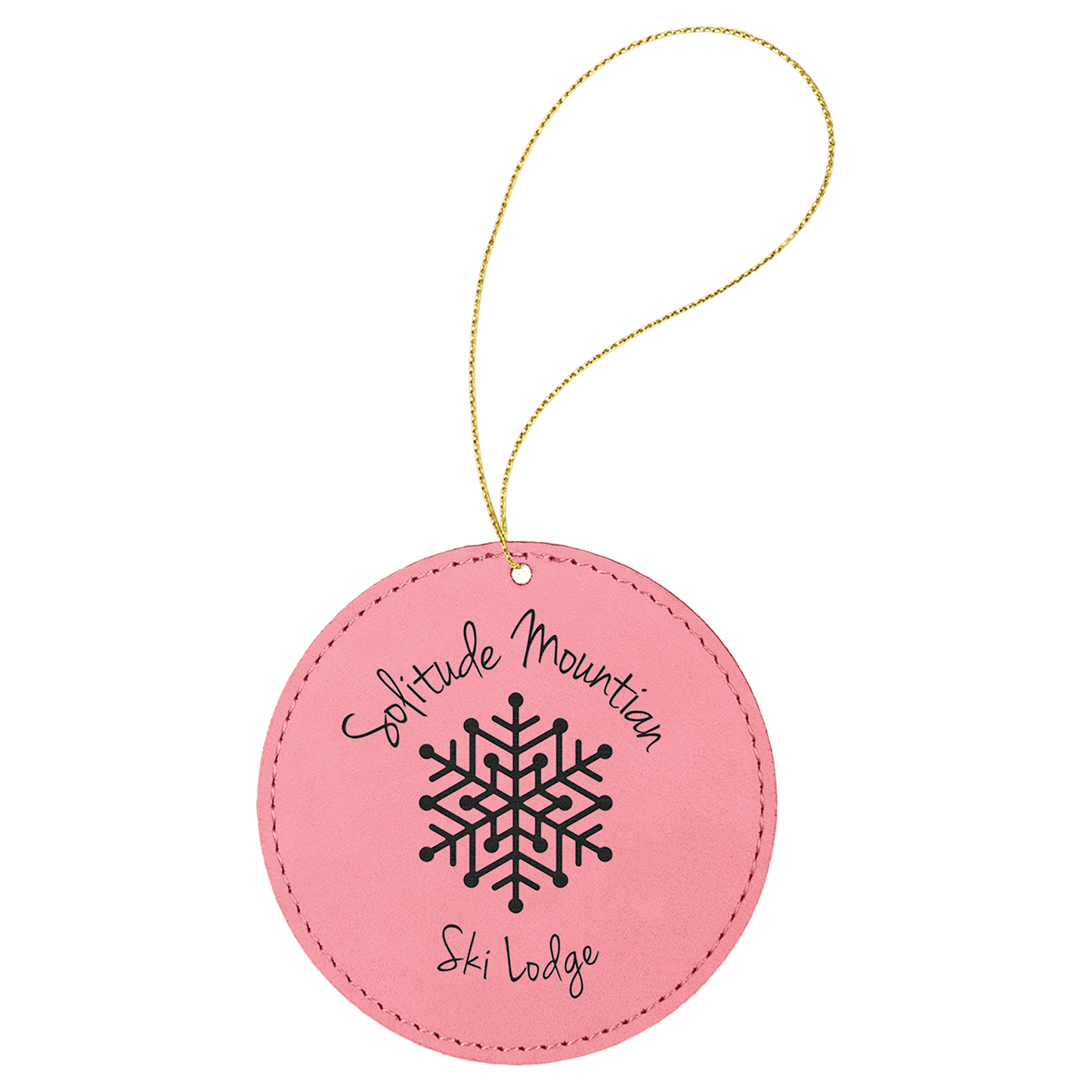Leatherette Round Ornament with String 3.75"