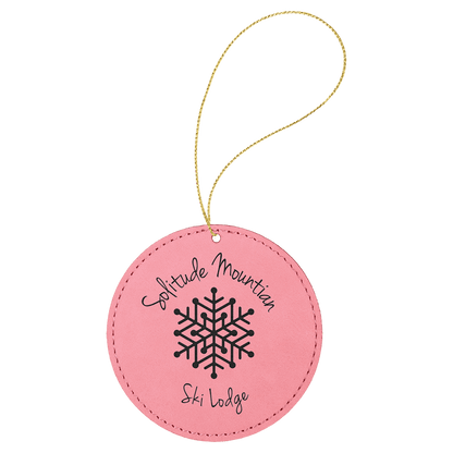 Leatherette Round Ornament with String 3.75"