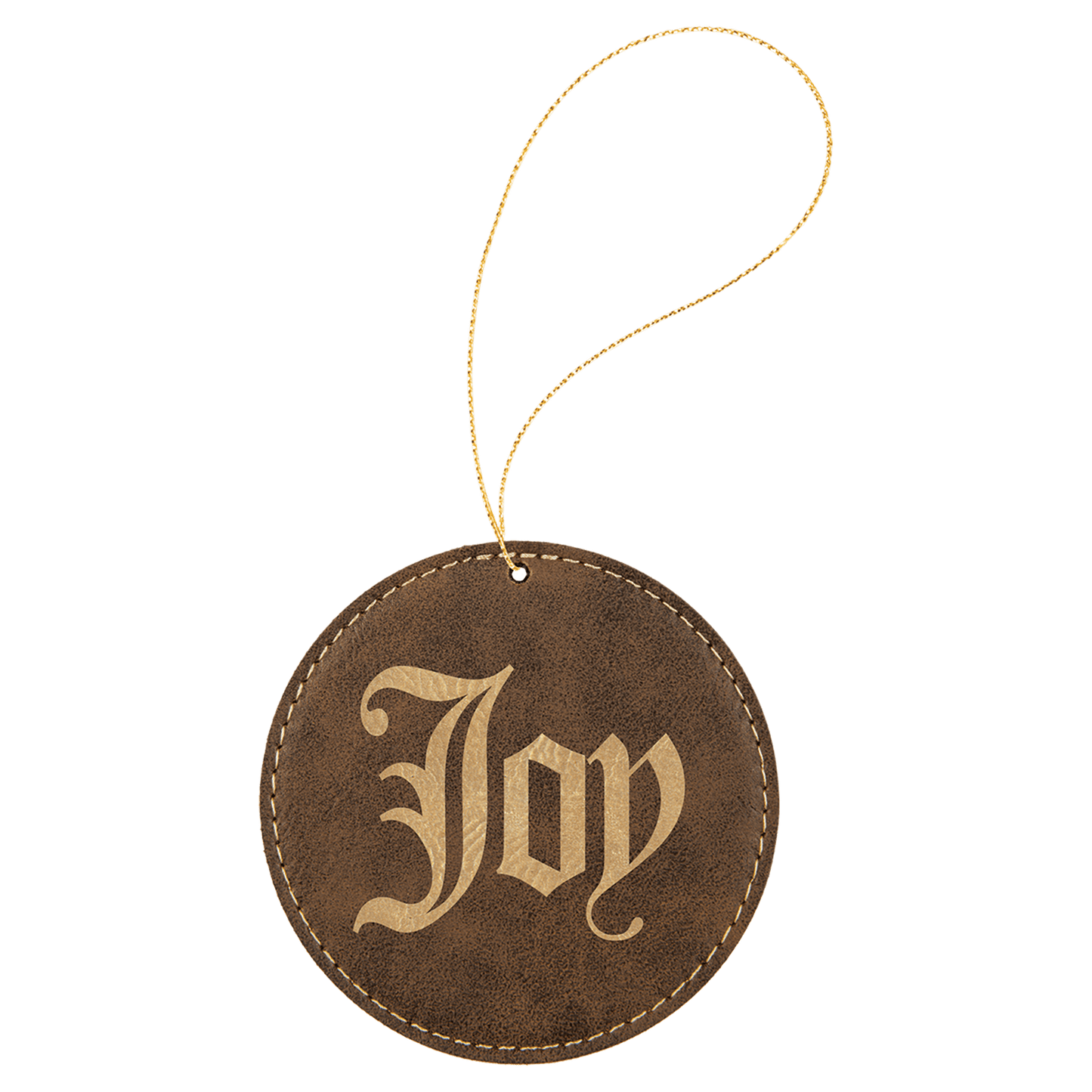 Leatherette Round Ornament with String 3.75"
