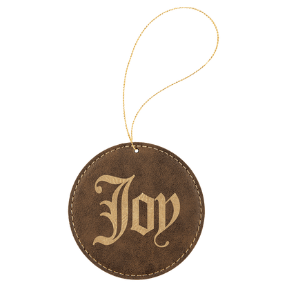 Leatherette Round Ornament with String 3.75"