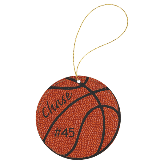 Leatherette Round Ornament with String 3.75"