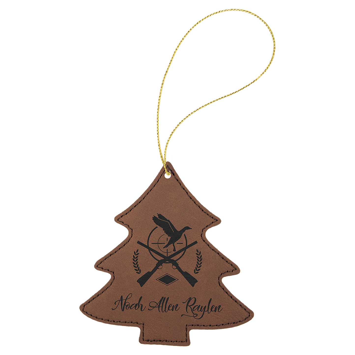 Leatherette Tree Ornament with String 4" x 4.5"