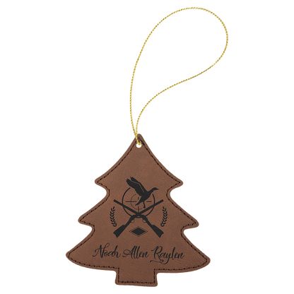 Leatherette Tree Ornament with String 4" x 4.5"