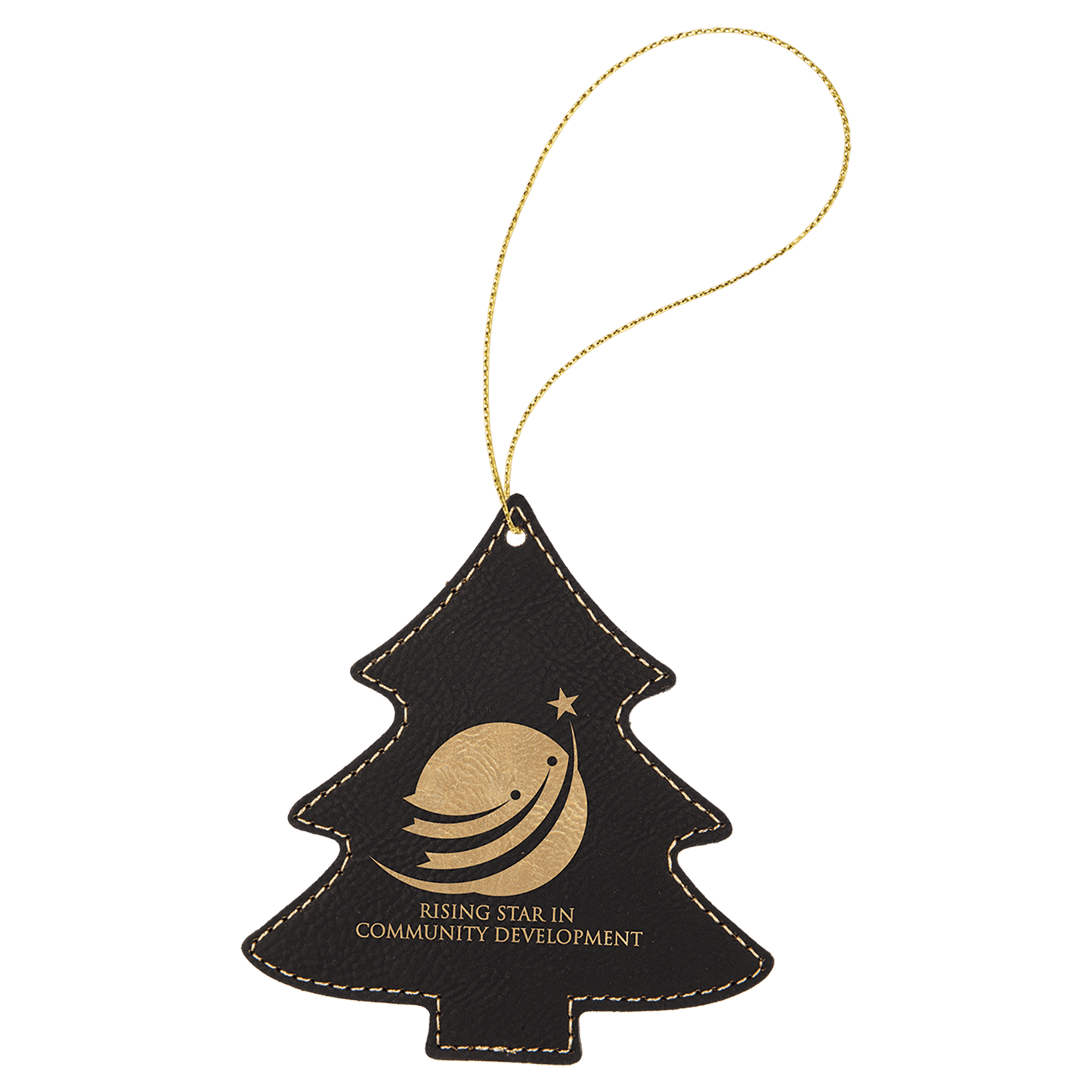 Leatherette Tree Ornament with String 4" x 4.5"