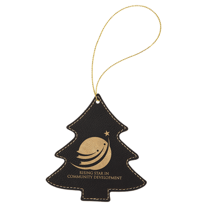Leatherette Tree Ornament with String 4" x 4.5"