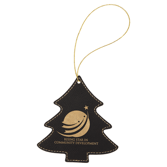 Leatherette Tree Ornament with String 4" x 4.5"