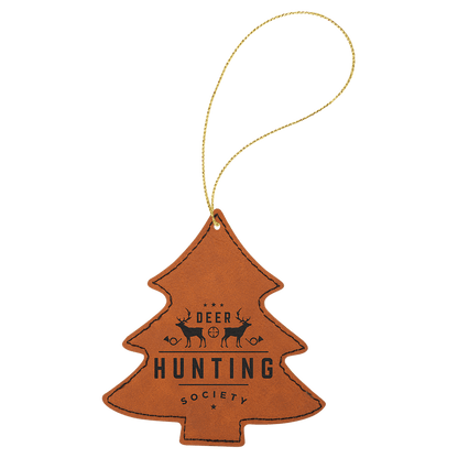 Leatherette Tree Ornament with String 4" x 4.5"