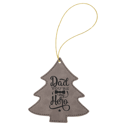 Leatherette Tree Ornament with String 4" x 4.5"