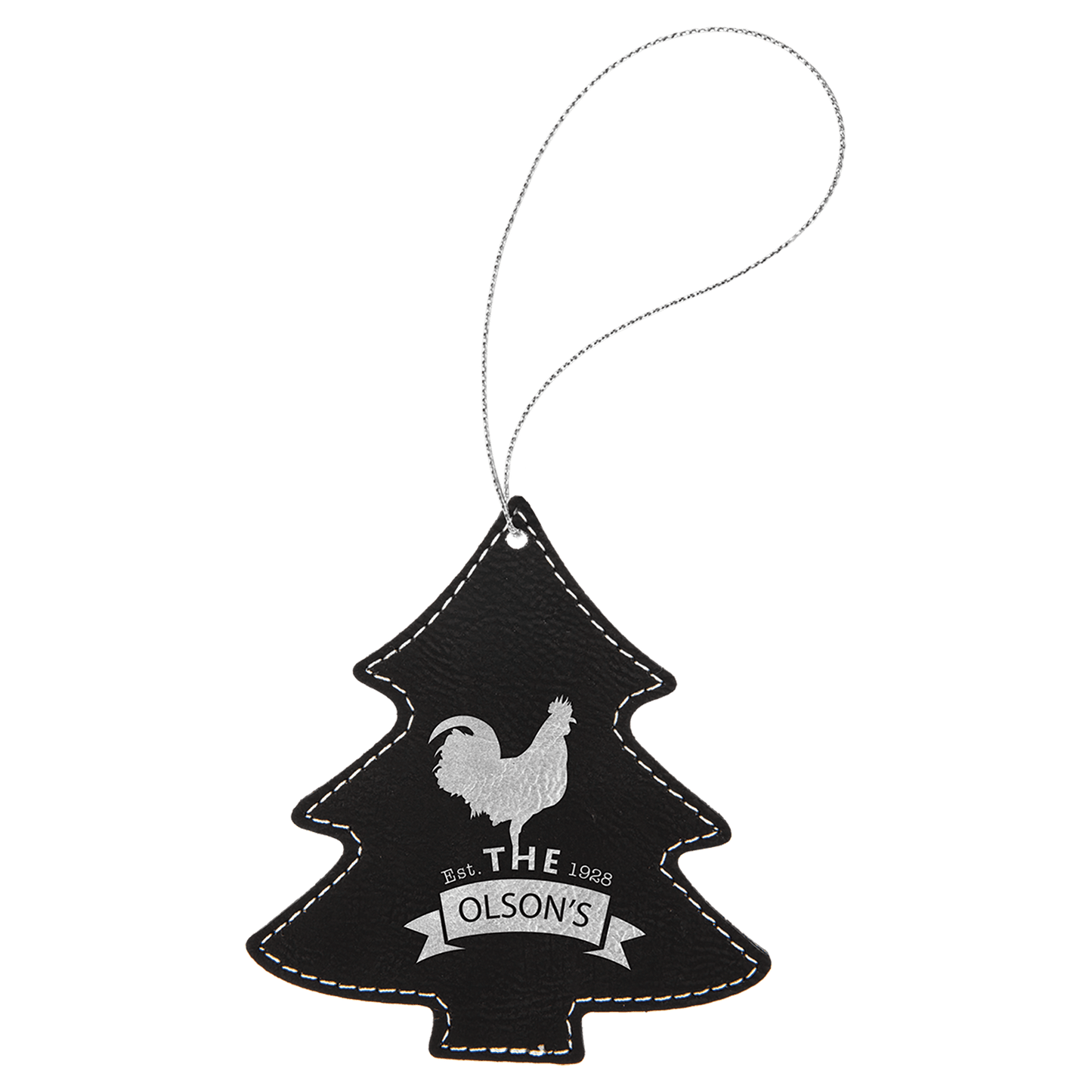 Leatherette Tree Ornament with String 4" x 4.5"