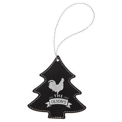 Leatherette Tree Ornament with String 4" x 4.5"