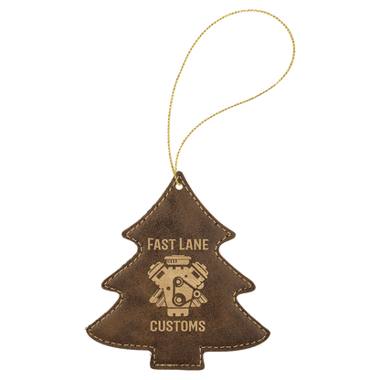 Leatherette Tree Ornament with String 4" x 4.5"