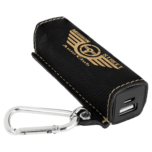 Leatherette 2200 mAh Power Bank with USB Cord
