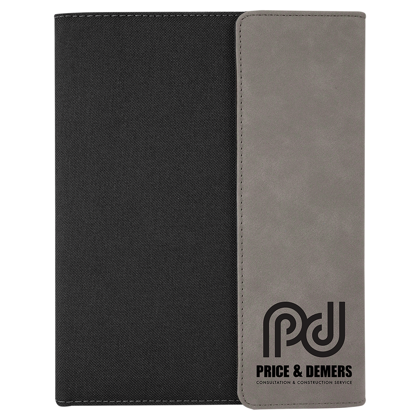 Gray Leatherette/Black Canvas Portfolio with Notepad