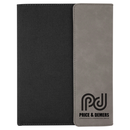 Gray Leatherette/Black Canvas Portfolio with Notepad
