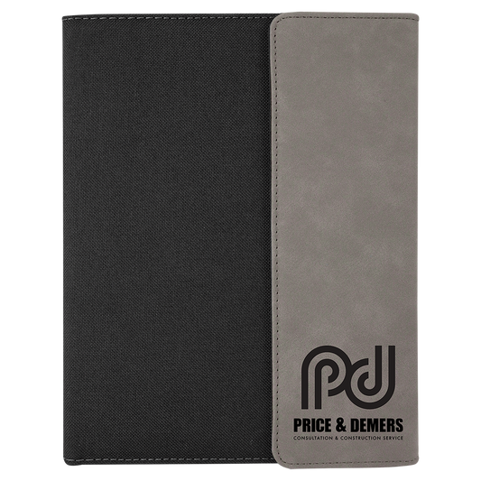 Gray Leatherette/Black Canvas Portfolio with Notepad