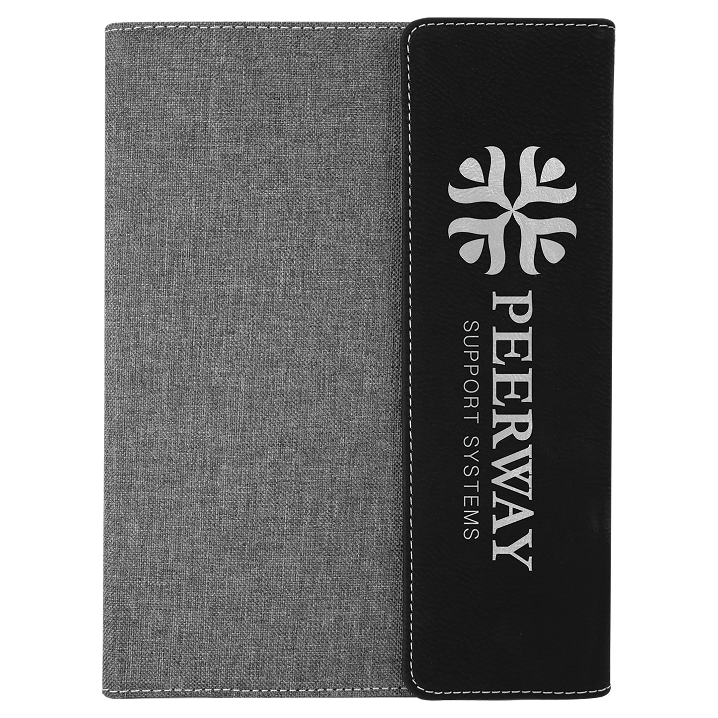 Black/Silver Leatherette /Gray Canvas Portfolio with Notepad