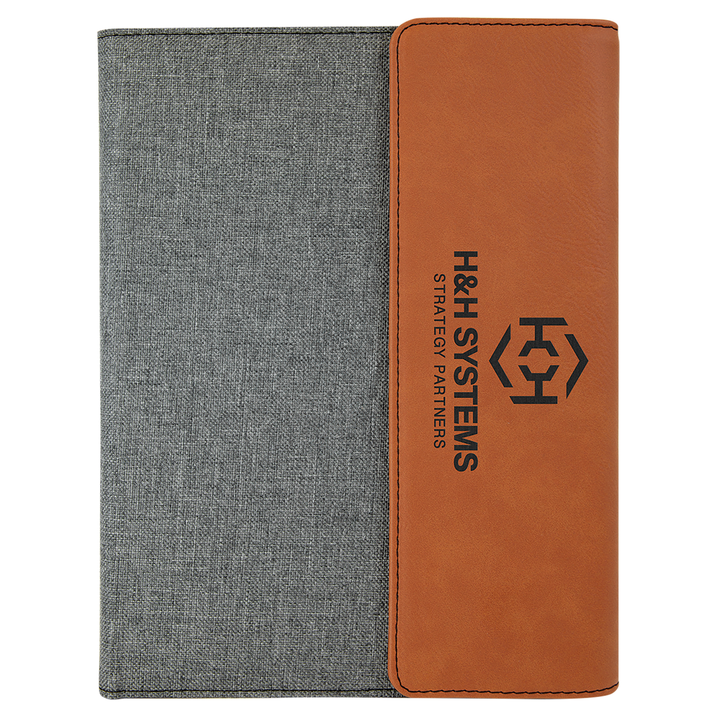 Rawhide Leatherette/Gray Canvas Portfolio with Notepad