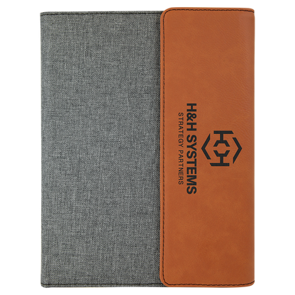 Rawhide Leatherette/Gray Canvas Portfolio with Notepad