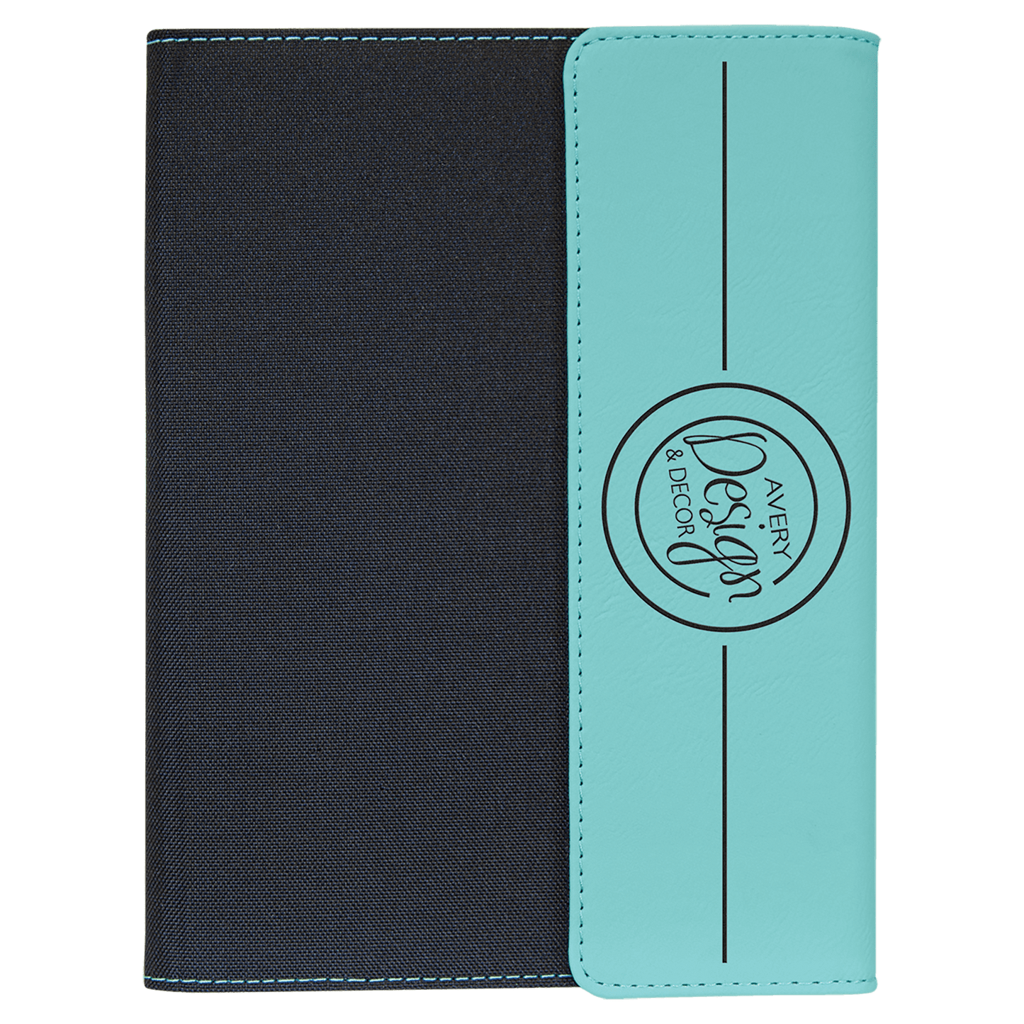 Teal Leatherette/Black Canvas Portfolio with Notepad