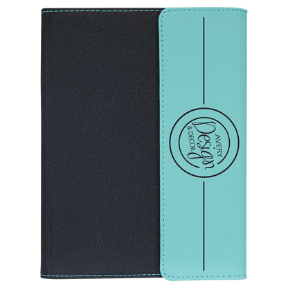 Teal Leatherette/Black Canvas Portfolio with Notepad