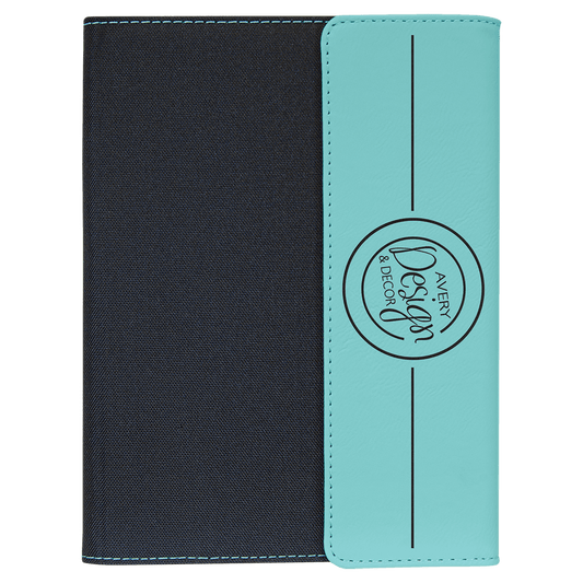 Teal Leatherette/Black Canvas Portfolio with Notepad