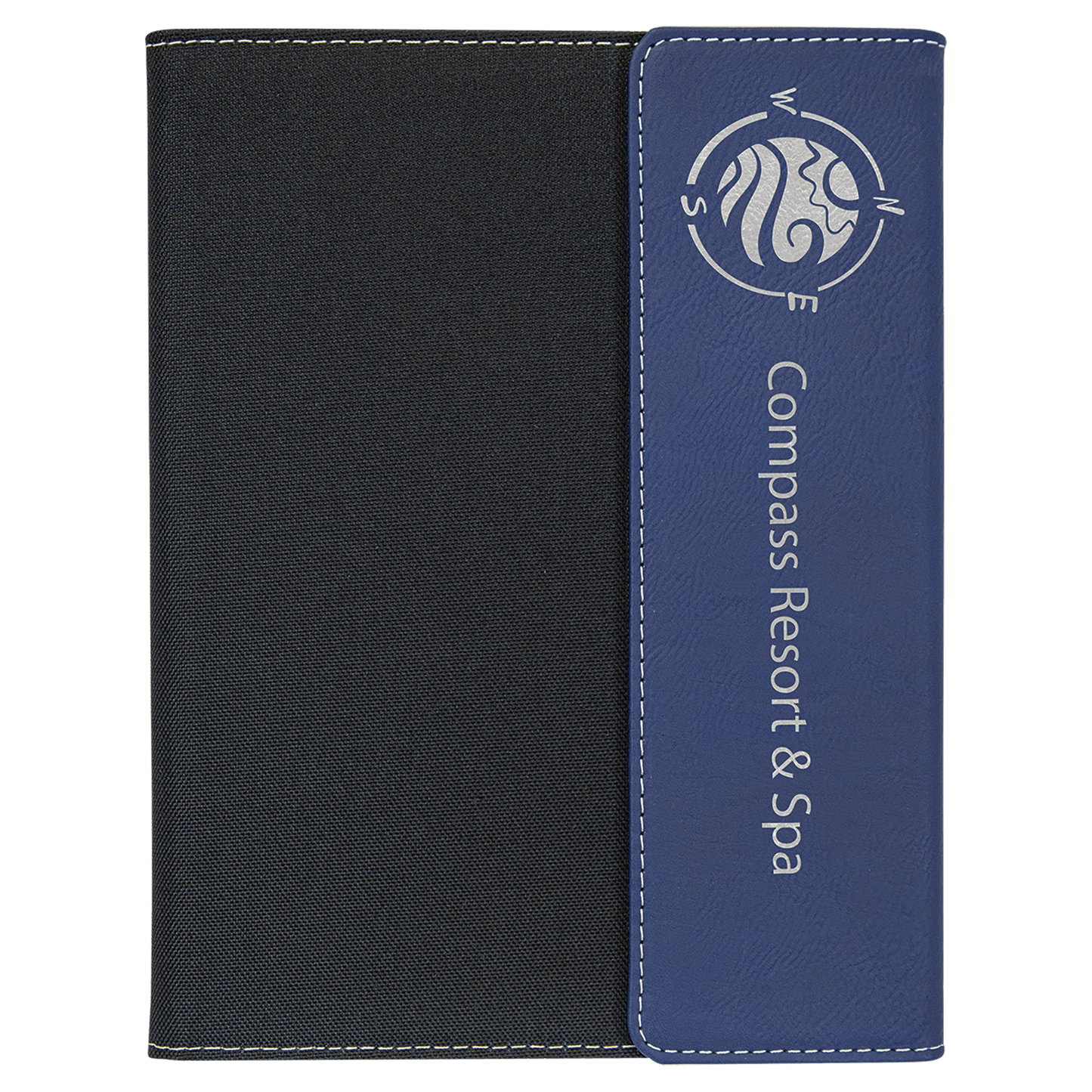 Blue/Silver Leatherette/Black Canvas Portfolio with Notepad