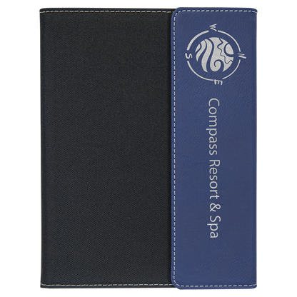 Blue/Silver Leatherette/Black Canvas Portfolio with Notepad
