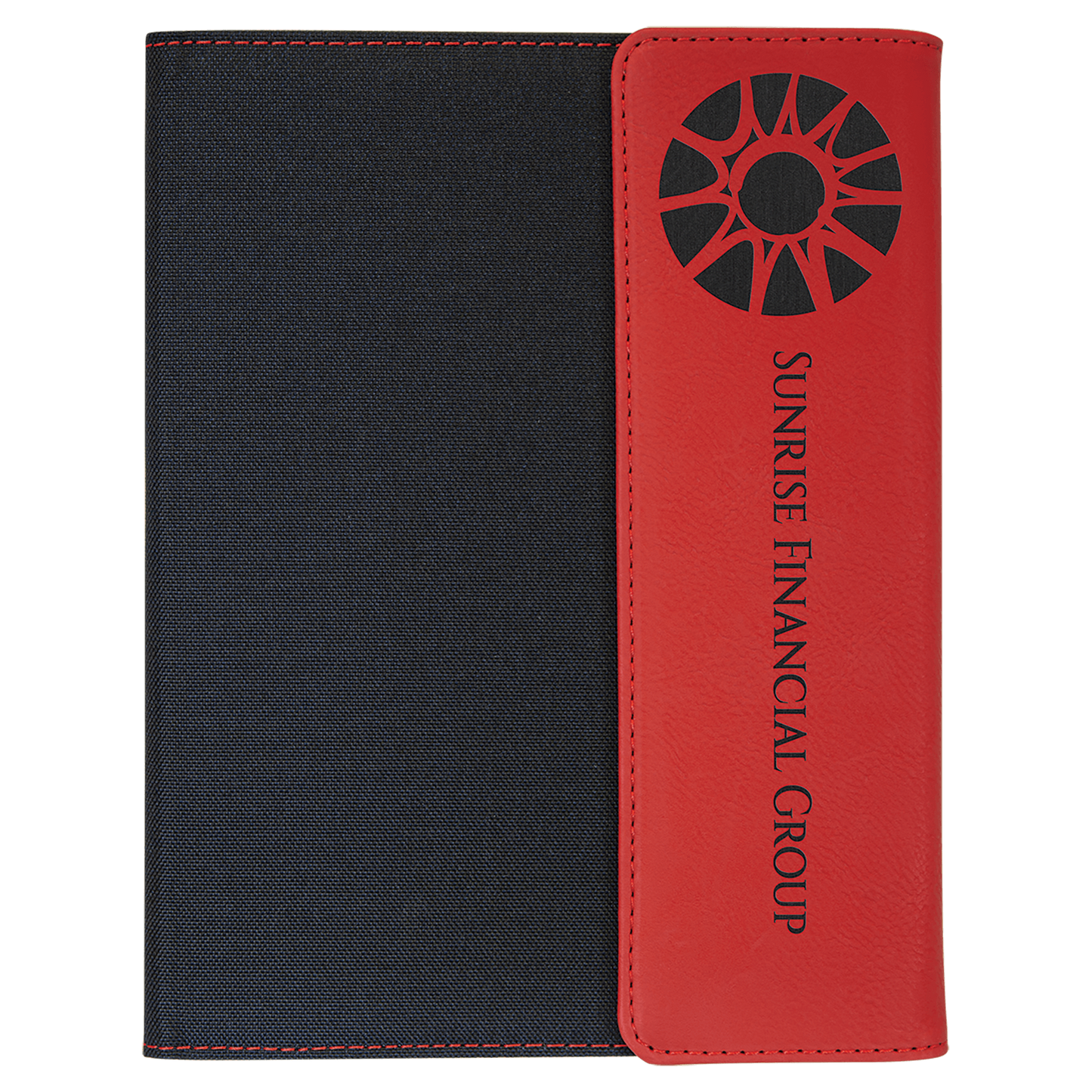 Red Leatherette/Black Canvas Portfolio with Notepad