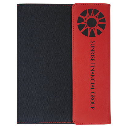 Red Leatherette/Black Canvas Portfolio with Notepad