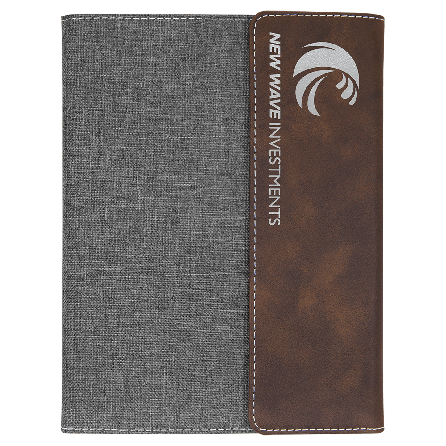 Rustic/Silver Leatherette/Gray Canvas Portfolio with Notepad