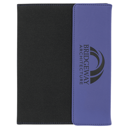 Purple Leatherette/Black Canvas Portfolio with Notepad