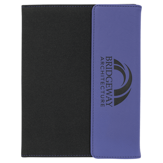 Purple Leatherette/Black Canvas Portfolio with Notepad