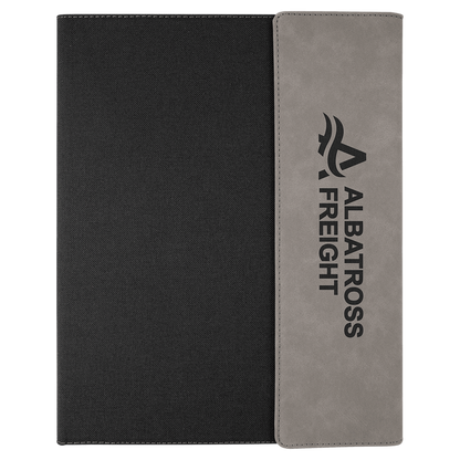 Gray Leatherette/Black Canvas Portfolio with Notepad
