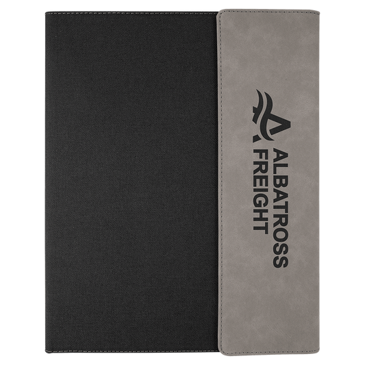 Gray Leatherette/Black Canvas Portfolio with Notepad