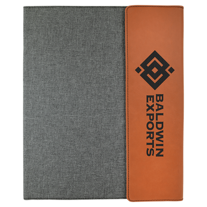 Rawhide Leatherette/Gray Canvas Portfolio with Notepad