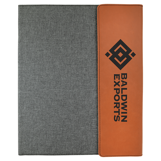 Rawhide Leatherette/Gray Canvas Portfolio with Notepad