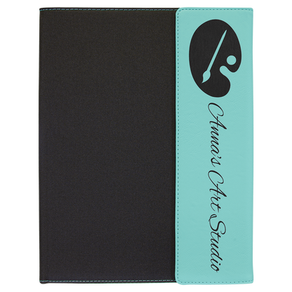 Teal Leatherette/Black Canvas Portfolio with Notepad