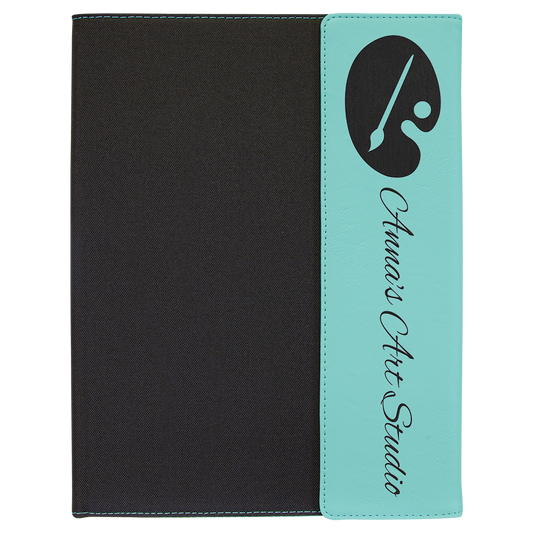 Teal Leatherette/Black Canvas Portfolio with Notepad