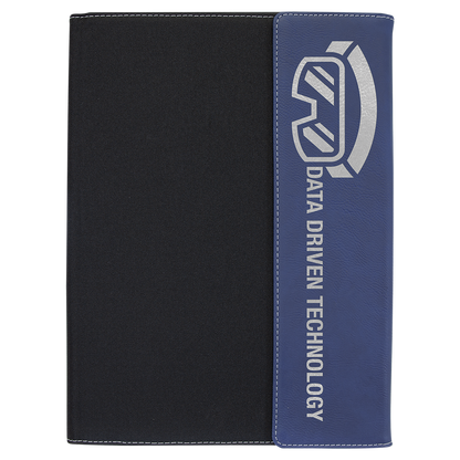 Blue/Silver Leatherette/Black Canvas Portfolio with Notepad