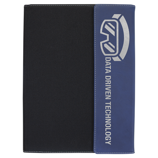 Blue/Silver Leatherette/Black Canvas Portfolio with Notepad