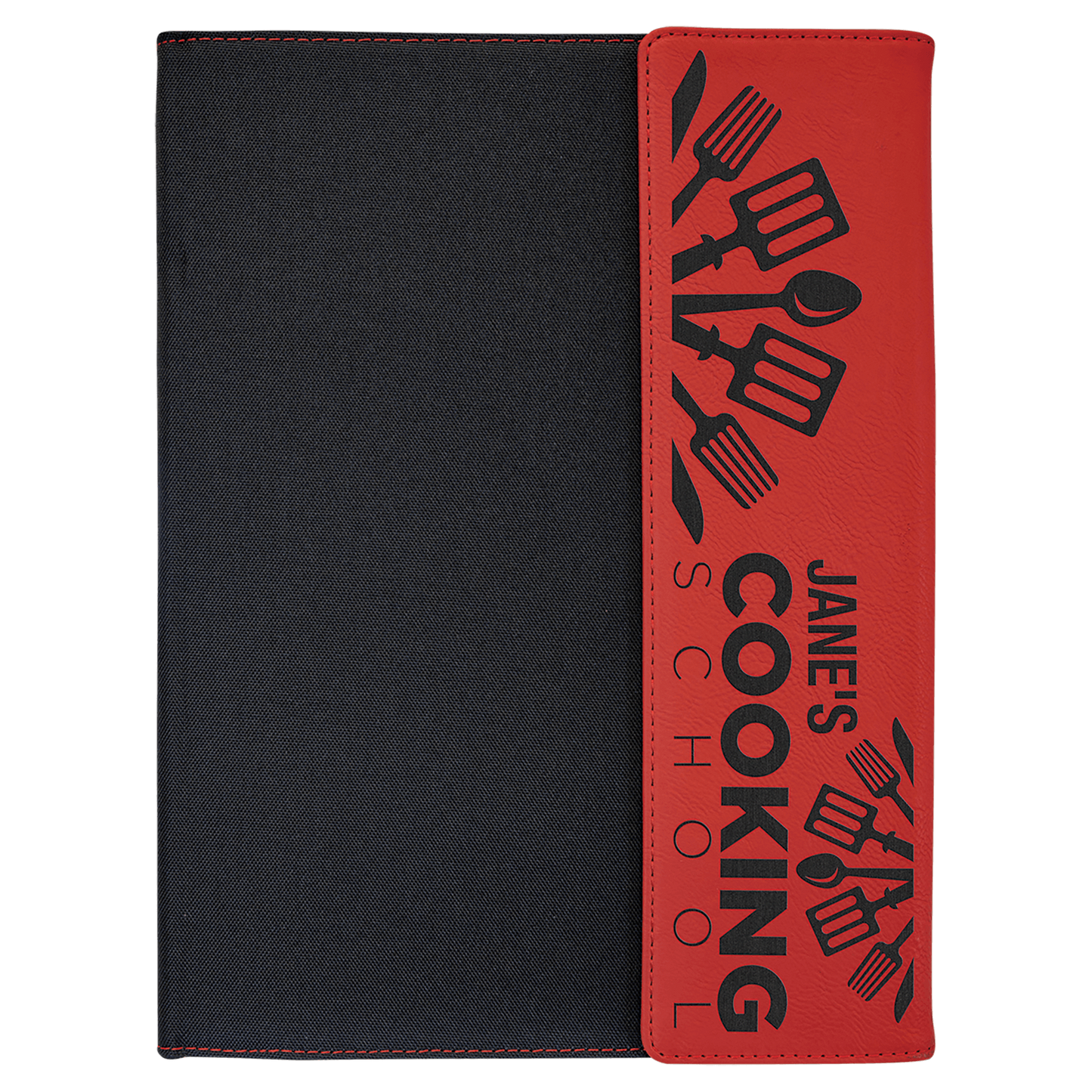 Red Leatherette/Black Canvas Portfolio with Notepad