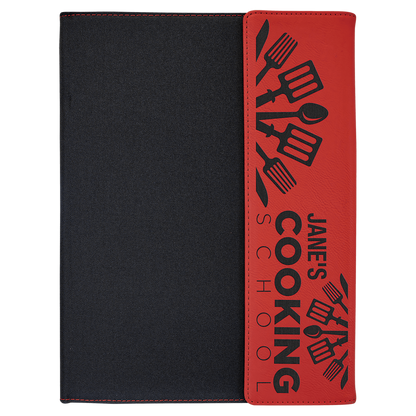 Red Leatherette/Black Canvas Portfolio with Notepad
