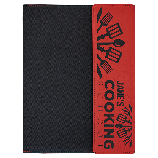 Red Leatherette/Black Canvas Portfolio with Notepad
