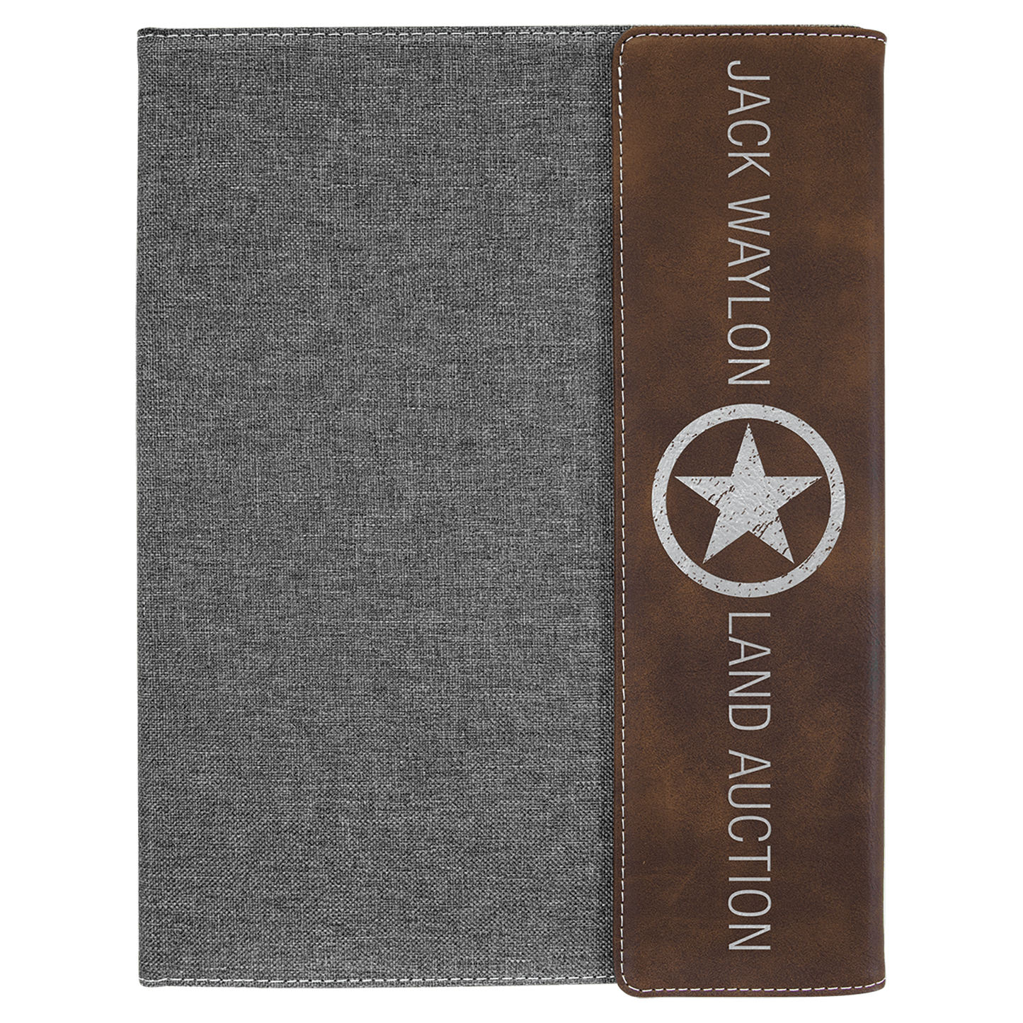 Rustic/Silver Leatherette/Gray Canvas Portfolio with Notepad