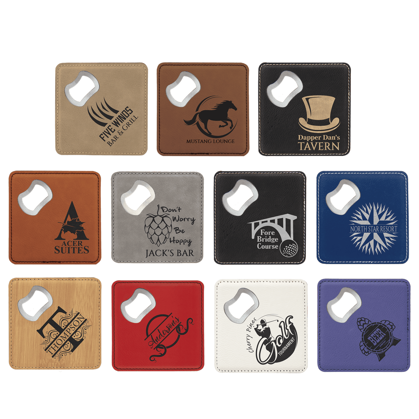 Leatherette Bottle Opener Coaster 4"