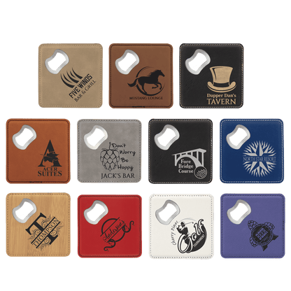 Leatherette Bottle Opener Coaster 4"