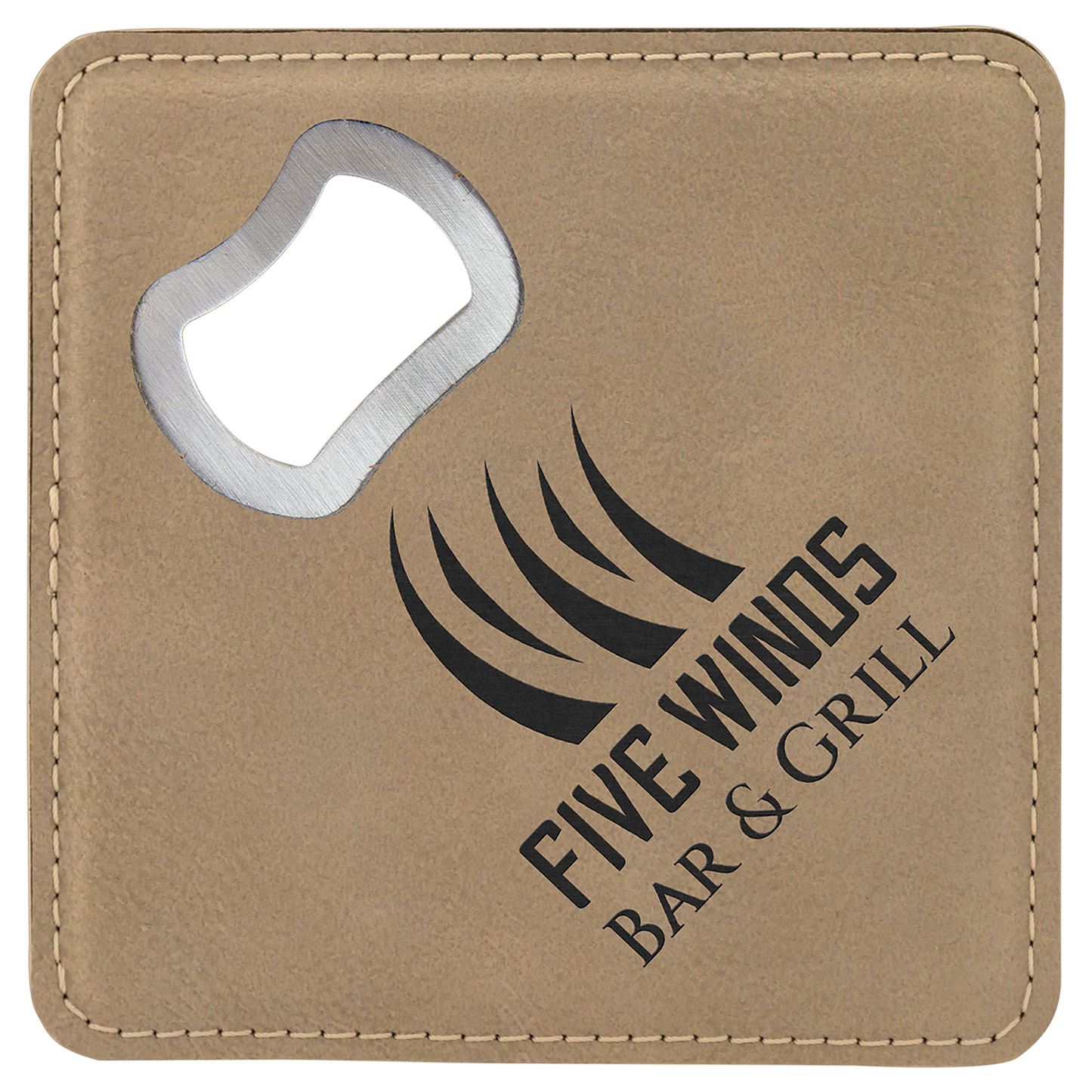 Leatherette Bottle Opener Coaster 4"