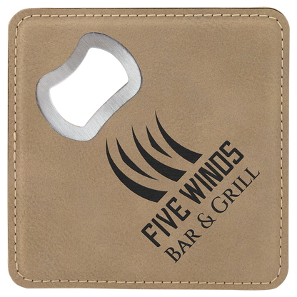 Leatherette Bottle Opener Coaster 4"