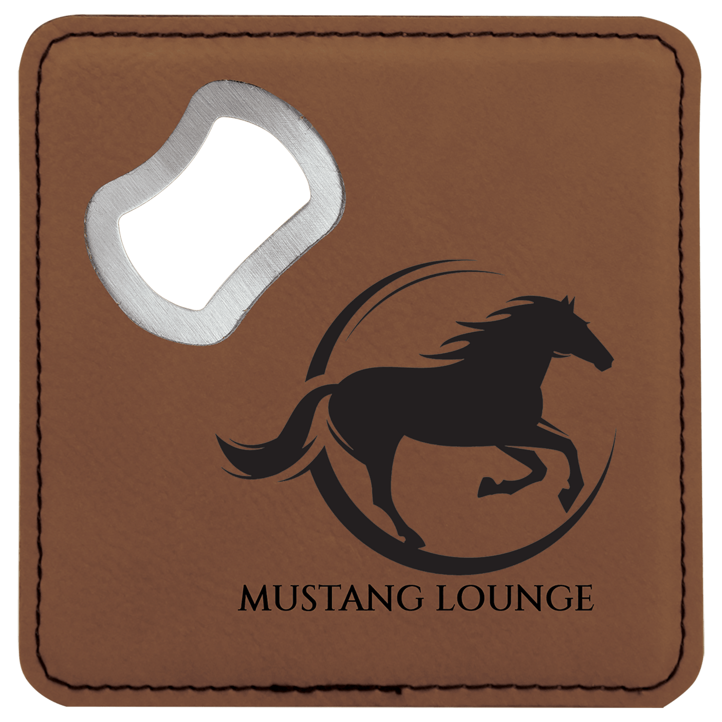 Leatherette Bottle Opener Coaster 4"
